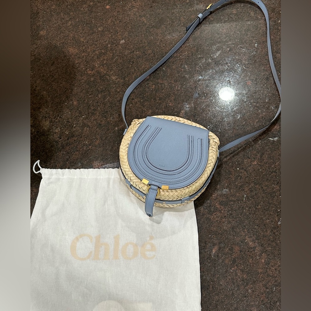 Chloe Marcie Raffia Saddle Bag in shady Cobault